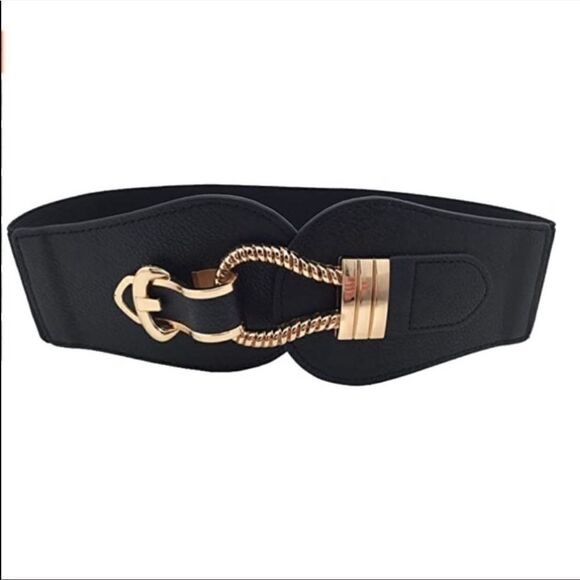 Women’s Wide Belt with Buckle Retro Cinch Waist - Picture 1 of 8